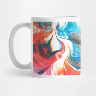 Glossy Red, White, and Blue Shark Tooth Fossil Paint Swirl Print Mug